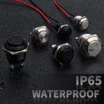 방수 12MM 1 쉘 푸시 IP65 상시 블랙 개방 순간 와이어링 사전 단추 : 토탈이커7