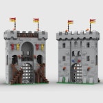 사자 성문 브릭 모듈식 게이트 하우스 요새 입구 블록 중세 MOC 선물 : 천마산통합상사