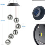 색상 변경 디스코 미러 볼 램프 태양열 발전 바람 차임 모바일 행잉 조명 정원 풍경 통로 축제 장식 : 일글로리