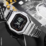개조 소형 블록 솔리드 스테인레스 스틸 스트랩 베젤 케이스 팔찌 카시오 G-SHOCK DW-H5600 블루투스 심박수 시계 밴드 : 루카스원스