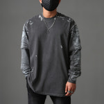 루즈핏 소매 삼단 레이어드 리얼페인팅 긴팔 쭉티 : 다크팬덤