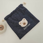 handmade 데님 방수파우치 에코백 토끼 곰돌이 뽀글이 학원가방 보조가방 여행파우치 : 자수하루