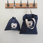 handmade 데님 방수파우치 에코백 토끼 곰돌이 뽀글이 학원가방 보조가방 여행파우치 : 자수하루
