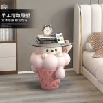 귀여운 곰 사이드테이블 거실 협탁 강화유리 티테이블 곰 커피테이블-브라운 : 더나은 직구