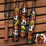 캠핑 쇠 꼬챙이 미니 석쇠 소세지 양 꼬치 구이 바스켓 : 사무실업소용영업용가성비용품