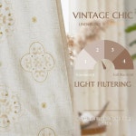 진찬 린넨 커튼 84인치 길이 자수 플로럴 컨트리 농장 거실용 커튼 러스틱 로드 포켓 백 탭 세미 쉬어 윈도우 커튼 드레이프 내추럴 침실 커튼, 2... 