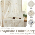 진찬 린넨 커튼 84인치 길이 자수 플로럴 컨트리 농장 거실용 커튼 러스틱 로드 포켓 백 탭 세미 쉬어 윈도우 커튼 드레이프 내추럴 침실 커튼, 2... 