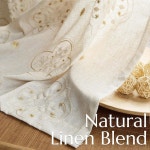 진찬 린넨 커튼 84인치 길이 자수 플로럴 컨트리 농장 거실용 커튼 러스틱 로드 포켓 백 탭 세미 쉬어 윈도우 커튼 드레이프 내추럴 침실 커튼, 2... 