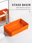 카운터세면대 탑볼 오렌지색 세면대 카운터 세라믹 인테리어 : Vendo