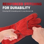 남성용 또는 여성용 가죽 작업 장갑, 원예용 작업 장갑 Tig /미그 용접 건설 농장 목장, 통기성 및 내구성(14인치-레드) : 서초직구친구