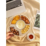 스웨이지 도자기 분할 서빙 접시, 리시 트레이, 파티용 서빙 그릇 - 칩 앤 딥, 채소, 사탕 및 스낵, 화이트에 적합합니다 : 더엠제이트랜드