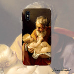 명화 케이스 2223 Guido Reni- Saint Joseph and the Christ Child 귀도 레니 - 성 요셉과 아기 그리스도 아이폰XS하드 : Bergamot