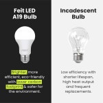 Feit Electric A19 LED 전구, 60W 동급, 비조광성, 800루멘, E26 스탠다드 베이스, 2700k 소프트 화이트, 80 CRI, 10년 수명, 에너지... 