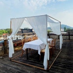 카페 파고라 커튼 린넨 가제보 천막 방갈로 야외 실내 1.8x1.6x1.9 프레임+방수 천 : 느낌좀아는오빠