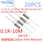 탄소 필름 저항기 5% 7.5 8.2 9.1 75 82 91 750 820 910 옴 R K 5% 저항 7R5 8R2 9R1 7.5K 82K 91K 0.1R-10M 1W 20 개 : 수정공구3