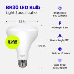 Feit Electric BR30 LED 전구, 65W 동급, 비조광성, 10년 수명, 650루멘, 2700K 소프트 화이트, E26 베이스 인입형 캔 홍수 댐프 등급, 3팩... 