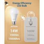 듀엔윌스 4팩 A19 LED 전구, 1500LM, 3000K 소프트 웜 에너지 절약 14W(100W 등가) E26 중형 나사 베이스, 비조광성, UL 목록 : 더엠제이쇼핑