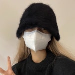 H9661 겨울 앙고라 러블리 버킷햇 벙거지모자 털모자 꾸안꾸 귀여운 비니(3/C) : ROSY CABINET