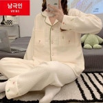 파자마 잠옷 긴팔 여성 겨울 긴소매 실내복 상하 잠옷바지 G9853 잎 아프리콧트 여성용 M 사이즈 (권장체중80-100파운드) : 상상스토어샵