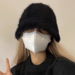 H9661 겨울 앙고라 러블리 버킷햇 벙거지모자 털모자 꾸안꾸 귀여운 비니(3/C) : ROSY CABINET