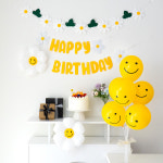 해피 플라워 레터링 펠트 스마일풍선 풀세트 생일파티용품 : 해피제이니