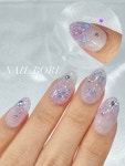 (웨딩,혼주네일 good) 핑크,보라 나비파츠글리터그라데이션 수제네일팁 : 네일로리