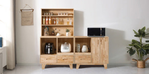 900고무나무 원목 주방선반장 고급스러운 홈카페수납장 오픈수납 예쁜그릇장 : 요즘가구