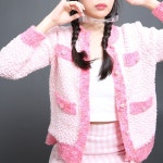 핑크 부들 진주 가디건 : Leeyoo