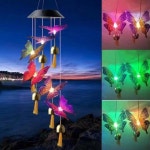 LED 태양열 바람 차임 외부 발전 조명 색상 변경 방수 행잉 태양광 가정용 : 일글로리