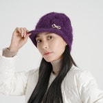 1+1 큐아워 겨울 방한 파크 골프모자 중년여성 비니챙 엄마 니트 모자 : 큐아워