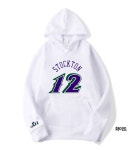 유타 재즈 존 스탁턴 농구 특양면 후드티 티셔츠 A0893 : 티퍼블릭16