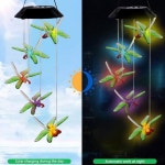 LED 태양열 바람 차임 외부 발전 조명 색상 변경 방수 행잉 태양광 가정용 : 일글로리