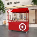 야외 수레형 트롤리 진열대 판매대 노점 카트 야시장 스낵 판촉 140cm : 용블리마켓