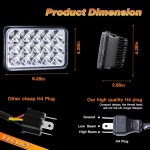 BA 폴리시 4x6 LED 헤드라이트 DOT 승인 4PCS 45W 직사각형 H4651 H4656 H4666 H4668 H6545 H4642 H4642 Hi /낮은 밀폐 빔 헤드라이... 