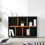 1200사무실 거실전면책장 오픈형 7칸 바퀴달린책장 다용도 2단책장 : 요즘가구