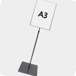 온랑 사인스탠드 A3 슬림판넬 삽입식 진회색 사각베이스 단면 POP : 온가지랑
