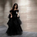 2부블랙드레스 셀프웨딩드레스 웨딩촬영블랙원피스 XS 블랙 롱 : ES.STYLE