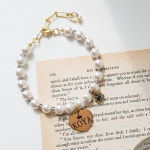 강아지목걸이 인식표 고양이목걸이 이름표 반려견 애견네임텍 8mm진주 원형골드S 중소형 : 코야부띠끄