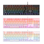 N도착보장 YAIN 야인컴퓨터 MJ-7000 유선 RGB LED 게이밍 기계식 키보드 (청축) (블랙 화이트 핑크) : 야인컴퓨터
