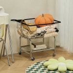 이동식 빨래바구니 의류매장 매장 의류 카트 철제 빨래 가정용 흰색 바구니 검은 테두리 : 나이스초이스.