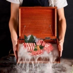 드라이아이스원목접시 한우우드플레이팅 고기박스 신선 초밥 사시미 회 : 황금알거위 2