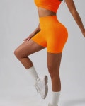 3부 숏 레깅스 힙업 몸매 골반 보정 짐웨어 셔링 레깅스 네온 오렌지 : zzimmoment