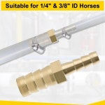 LEONTOOL 호스 바브 피팅 2 세트 4 클립 포함 감속기 황동 어댑터 6mm - 10mm 이경 커넥터 미늘 ID 물 가스 오일용 : 세계커머스