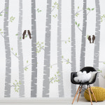 RF2714 아이방 포인트벽지 새 숲 자작나무 그림 어린이집 유치원 아기방 벽지 방염가능 : 림피드벽지