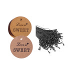 감사 핸드메이드 스윗 태그 원형 종이라벨 실고리 택줄 종이택+택끈 세트 200개 : 정직한 가족