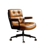 편한 의자 게이밍 PC방 공부 서재 가죽 학생 회의용 브라운 PU 가죽 : 흑백상회