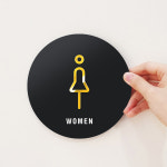 루리앤메리 골드 반짝 픽토그램 안내판 04 여자 화장실 표지판 팻말 150x150mm : 루리앤메리