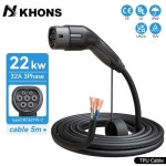 Khons 전기 자동차용 EV 타입 2 암 측면 5m 케이블, 32A 22KW 스테이션, 3 상 11KW IEC62196-2 : 소리마켓스