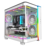 몬텍 몬텍 킹95 PRO 듀얼챔버 ATX 미드타워 PC 게임 케이스 높은 공기 흐름 툴리스 패널 튼튼 곡면 강화 유리 전면 6 ARGB PWM 팬허브 탑재... 