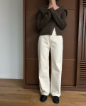 헤이빌리 기모 크림 일자팬츠 : 코코먼트
